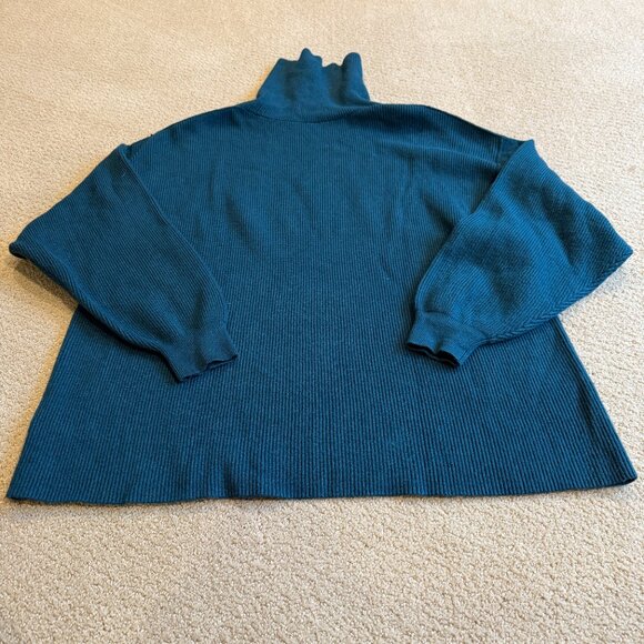 Free People Softly Structured Tunic Sweater Ribbed Deep Jade Boho LARGE OB816580 - Picture 12 of 13